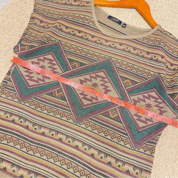Dex Aztec Print Brown Knit Tunic Blouse - S - Picture 11 of 11